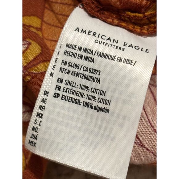 American Eagle Floral Peasant Cotton Blouse M Boho 70s Hippie Retro y2k - Picture 4 of 8